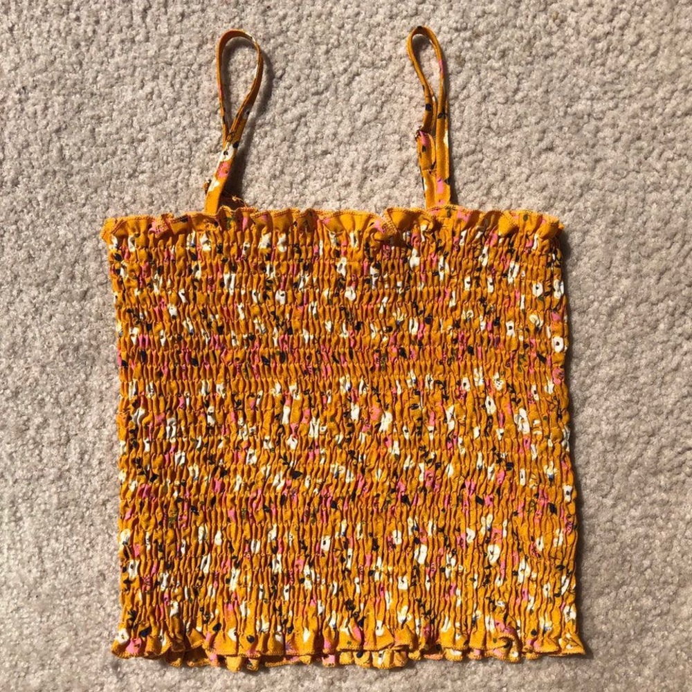 Stretchy orange floral crop top size: S
